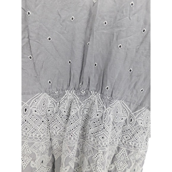 Johnny Was Gray Tunic Top Embroidered V Neck 3/4 Sleeve Size S Bohemian Hippie - Picture 5 of 6